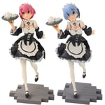 Figurine Anime Re:Life In A Different World From Zero Ram Rem Au Pays Des Merveilles, 16cm, Avec Plateau À Thé, En Pvc, Jouets D'action, Modèle Brinquedos