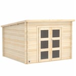 Abri de jardin en bois Forest Style 7,4 m² - Juno modern - Avec fenêtre - Toit plat - Bois massif - 28 mm