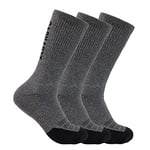 Carhartt Men's Force Midweight Logo Crew Sock 3 Pack, Carbon Heather, X-Large (Pack of 3)