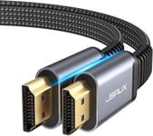 Saux Câble Hdmi 4 K @ 60 Hz, Hdmi 2.0, 18 Gbps - Câble Plat Hdmi 2.0 - Haute Vitesse - 5 M - En Nylon Tressé - Prise En Charge 4K 3D Hdr Uhd 2160P 1080P Ethernet Arc Ps3/4 Tv Pc - Gris