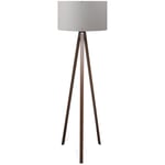 Lampadaire tripode foncé avec abat-jour 100% mdf, reliefs gris, collection Tanganyika, 38x38x140, prise e 27 Max 60 w