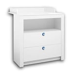 Stella Trading Paula Commode Pratique et Polyvalente avec Plan à Langer, Grand Espace de Rangement, Blanc, Dimensions (l x H x P) 96 x 95 x 78 cm