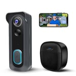 Video Doorbell Camera Wireless with Chime, 1080P WiFi Smart Doorbell, Voice Changer, PIR Motion Detection, 2-Way Audio, Night Vision, 2.4G, IP66, Battery Powered, Works with Alexa & Google Home