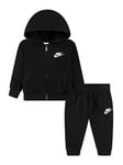 Nike Infants Full Zip Club Tracksuit - Black, Black, Size 24 Months