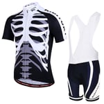 YYDM D'été Maillot Cyclisme Hommes Set - Respirant Maillot VTT Tenue Manches Courtes + Shorts Gel 3D Salopette Cuissard À Bretelle pour Anti Chocs Quick Dry,White Bib Set,XS