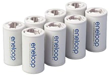 Panasonic BQ-BS2E8SA eneloop C Size Battery Adapters for Use with Ni-MH Rechargeable AA Battery Cells, 8 Pack