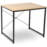 WOLTU Table de travail en acier et en bois.Bureau d’ordinateur avec étagère. 80x60x70cm.7.34kg.Noir+chêne clair