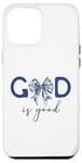 iPhone 12 Pro Max Blue Toile Bow God Is Good Christian Aesthetic Jesus Verse Case