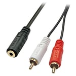 Lindy Câble audio Premium 2 x RCA (Cinch) vers jack 3,5mm femelle, 25cm