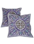 Rajrang Ameublement Oreiller Coton Bleu Applique Travail Housse de Coussin