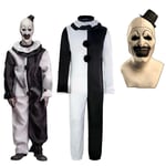 Art The Clown Cosplay Film Terrifier 2 Art The Clown Cosplay Kostym Jumpsuit Mask Halloween Kostymer Mask för Män Kvinnor Kostym och Mask B S Costume and mask B