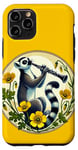 Coque pour iPhone 11 Pro Lemur jouant d'une clarinette Illustration Mignon Band Class Art