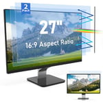 SOPPY 2 Pack 27 inch Computer Anti Blue Light Screen Protector for 16:9 Widescreen Display, Anti UV and Blue Light Screen Filter for Samsung/Dell/Lenovo/HP/Acer/ASUS Monitors (27",16:9)