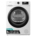 Hisense DH1Q802BW2 60cm Freestanding 8 KG Heatpump Front Load Tumble Dryer, 16 Programmes, Auto dry Steam Refresh, Allergy Care - White