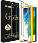 ivoler Pack de 4 Verre Trempé pour Samsung Galaxy S21 FE 5G (Pas pour Samsung Galaxy S21), avec Kit Installation Offert, Film de Protection d’écran - Anti Rayures - Sans Bulles - Dureté 9H Glass