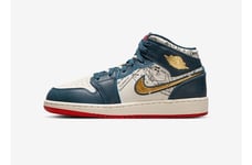 Air Jordan 1 MID SE (GS) UK 6 EUR 39 Armory Navy Metallic Gold FN1353 400