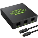 Diviseur Audio Optique 1X3 Spdif Diviseur Optique Toslink Avec 1 Pcs Cable Optique Alliage D'Aluminium 1 En 3 Support Lpcm 2.0 Dts Dolby-Ac3 Compatible Avec La Ps3 Xbox Dvd Hdtv Stb Etc