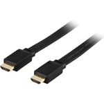 Deltaco HDMI-1030F - HDMI med Ethernet-kabel - HDMI (hann) til HDMI (hann) - 3 m - svart - flat