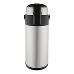 Pioneer Flasks SS50R Stainless Steel Airpot Hot Cold Water Tea Coffee Dispenser Conference Event Flask, Satin Finish, 5 L