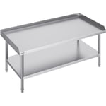 Table de preparation en metal Vevor 30 x 60 x 26 pouces, avec protection anti-eclaboussures a 3 cotes, hauteur reglable, construction en acier