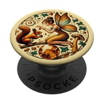 Illustration fée avec son ami écureuil amoureux de la nature PopSockets PopGrip Adhésif