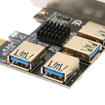 PCIE 1 To 4 Riser Card Black 4 USB 3.0 Ports Plug In Design X4 X8 X16 Graphi REZ