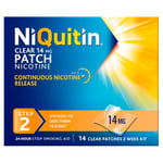 NiQuitin 14 mg Nicotine Patch - Step 2 - Stop Smoking Aid Therapy - 14 Clear Patches for 2 Weeks Treatment - 24h Craving Control - Invisible Nicotine Patches,14 Count (Pack of 1)