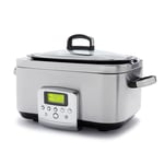 GreenPan Elite 8-in-1 Programmable 6L Electric Slow Cooker, Dishwasher Safe Lid & Removable Crock,PFAS-Free Healthy Ceramic Non-Stick Multi-Cooker,Sear, Sauté/Brown,Steam Basket,Roast,Stainless Steel