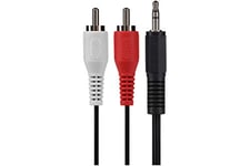 Maplin 3.5mm Aux Stereo 3 Pole TRS Jack Plug to Twin RCA Phono Cable 3m