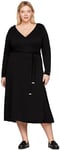 Tommy Hilfiger Women Dress Smooth Lines Wrap Midi Long-Sleeve, Black (Black), 54