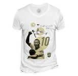 T-Shirt Homme Col V Pele Brésil Vintage Footballeur Foot Star