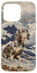 Coque pour iPhone 15 Pro Max Blue N Cream Teckel Kanagawa Art Beach