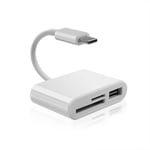 Lecteur de carte de type C vers SD,câble USB OTG,adaptateur de lecteur de carte Mini SD/TF,transfert de données pour Macbook,téléphone portable,Samsung,Huawei - Type White