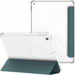 Coque Pour Nouvel Ipad 10,2"" 2021 9ème Génération/2020/2019,Ipad 7e/8 Gén Étui Arrière Souple Transparent Tpu,Housse Smart Cover Housse Résistant Veille/Réveil Automatique,Vert Foncé.[I1037]