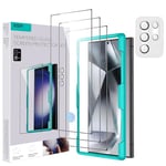 ESR 3+1 Pack for Samsung Galaxy S24 Ultra Screen Protector Set, 3 Tempered Glass Screen Protectors and 1 Set Individual Lens Protectors, 2.5D Curved Edges, Full-Coverage Protection, Scratch Resistant