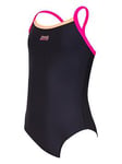 Zoggs Kerrawa Strikeback Girls Swimsuit-black Multi, Black, Size 34