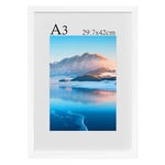 A3 White Frame, 29.7 X 42 cm Wooden A3 Picture Frame, A3 Photo Frame With Perspex Glass, Wall-Mounted A3 Poster Frame Frame, A3 Photo Frame for A3 Print, Bedroom and Living Room Decoration