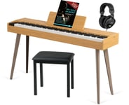 Set 88 Touches Clavier Piano Numerique Electrique avec Pedales et USB Midi Bois