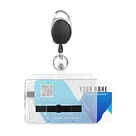 Vicloon Porte Carte Double, 2 Cartes Porte-badge en Plastique, Porte-badge en Plastique Porte-badge Horizontal pour Les Cartes D'identité Scolaires de Bureau Cartes et Laissez-passer (Nior)