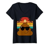 Womens POOP EMOTICON party favors Poo for Kids V-Neck T-Shirt