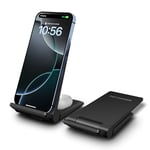 Wireless Charger, 2 in 1 Wireless Charging Stand Dock 20W Fast Charging Compatible with iPhone 15 Pro 14 13 12 11 Pro Max XS,AirPods,for Samsung Galaxy S24/S23/S22/S21/S20,Note20/10,Galaxy Buds,Black