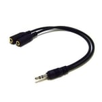 Adaptateur Double Prises Jack 3.5 Mm Male Stereo Femelle Mono NOIR - Neuf