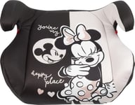 Disney Minnie Siège rehausseur avec fixations ISOFIX i-Size ECE R129. Réhausseur pour la sécurité des enfants. Hauteur de 125 à 150 cm. Réhausseur avec graphisme du Minnie, sur fond noir.