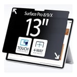 StarTech.com Filtre de Confidentialité à 4 Directions pour Surface Pro 8/9/X 13", pour Portrait/Paysage, Écran de Protection, +/- 30 Degrés de Vue, Filtre Anti Lumière Bleue (51%), Anti-Reflet