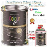 RAPIDE PF Paint Factory Colour It Tin Paint Matt Black Durable Quick-Dry 300ML