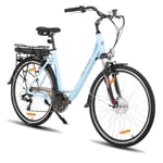 Hiland Vélo électrique 28" pour adultes, 250 W, vélo électrique de ville, pour hommes et femmes, avec 25 km/h, blanc