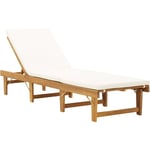 Vidaxl - Chaise longue pliante avec coussin Bois d'acacia solide