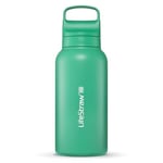 LifeStraw Go Series – Insulated Stainless Steel Water Filter Bottle for Travel and Everyday Use, 1L Cactus Green