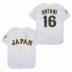 baseballtröja Japan 16 OHTANI tröjor Sy Broderi Hög kvalitet Billiga Sport Utomhus Vit Svart rand 2024 World New picture XL