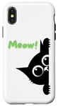 Coque pour iPhone X/XS Mur d'escalade pour chat noir avec inscription « Says Meow »